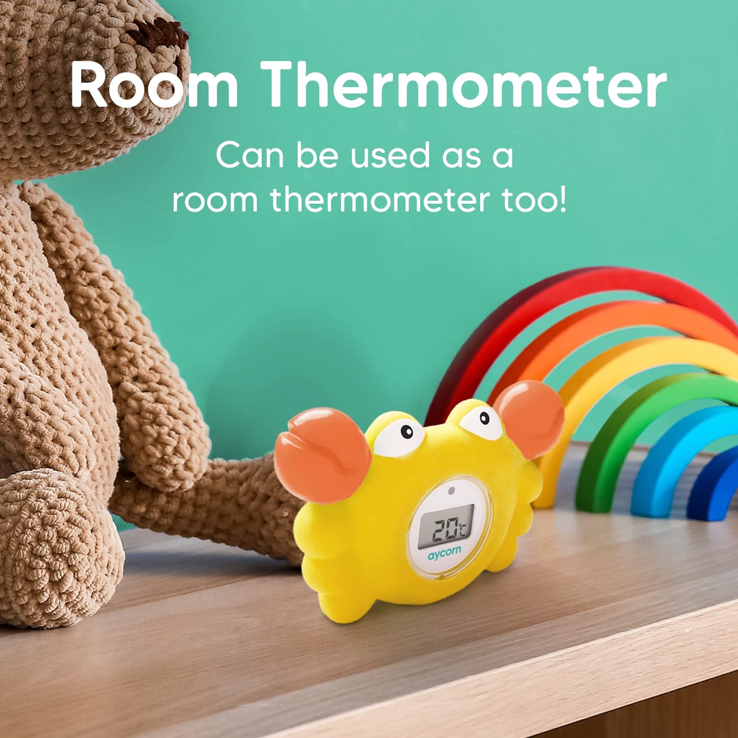 Digital Baby Bath Thermometer for Safety - Celsius Water, Room Temperature Monitor - LED Display, Floating Infant Bath Toy