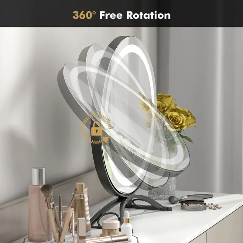 16-Inch Round LED Vanity Mirror with Three Color Temperature Settings and Adjustable Brightness