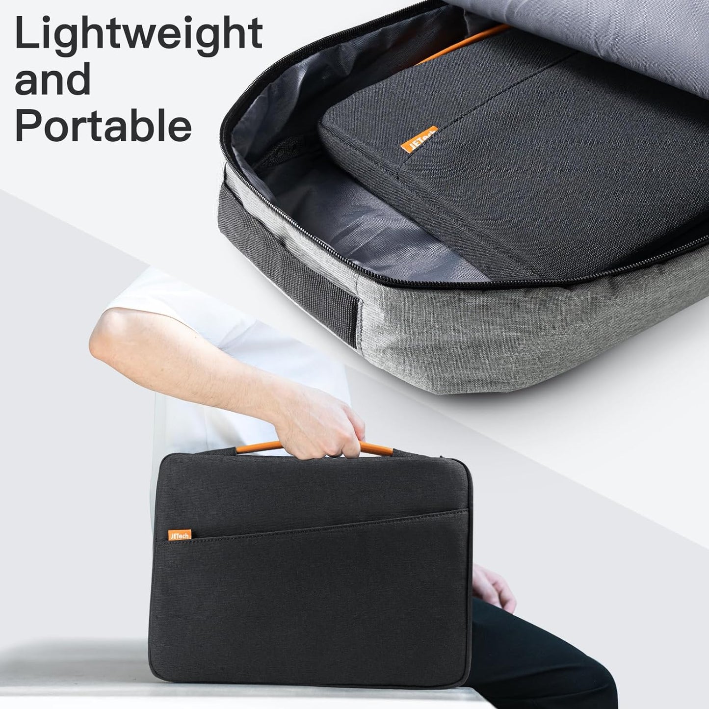 15-Inch Laptop Sleeve, Waterproof Case with Portable Handle and Pocket, Compatible with 15-Inch Notebooks (Black)