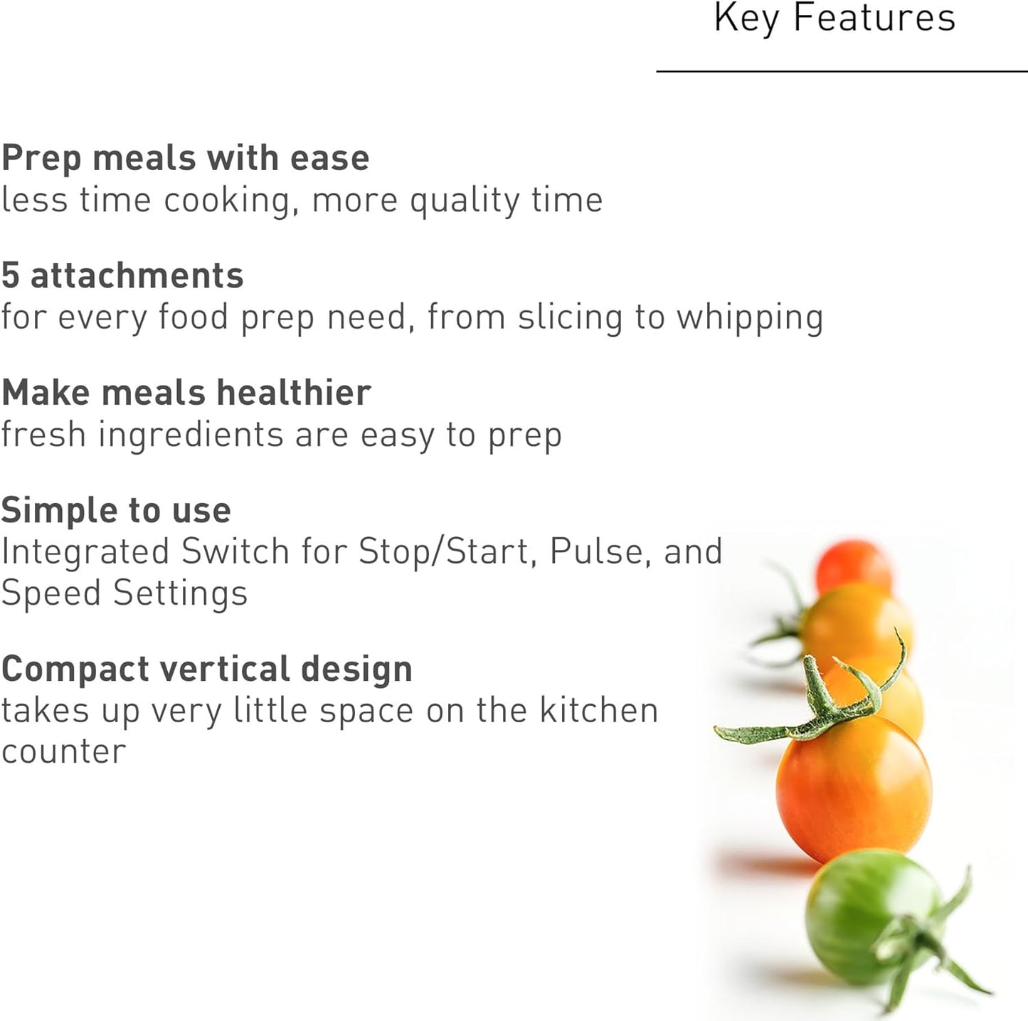 10-Cup Compact Food Processor with 4 Blades, Whipping Disc, and Storage Stand, 800W Maximum Power