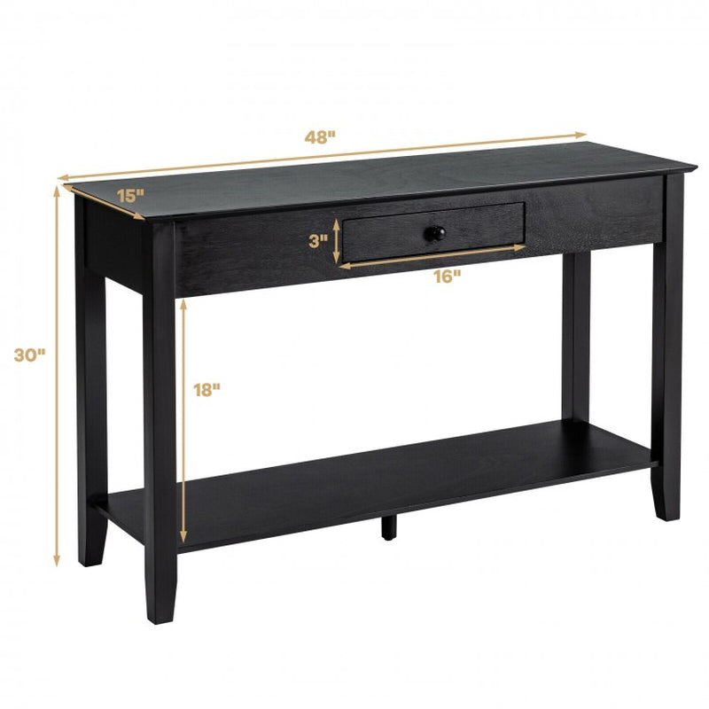 Console Sofa Side Accent Table with Drawer and Shelf Storage