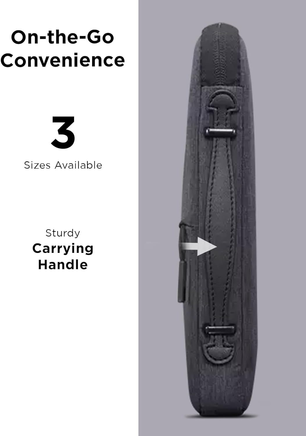 Urban Sleeve 14-Inch Laptop/Notebook/Tablet Case - Water-Resistant, Padded Compartments, Zippered Accessory Storage, Rubber Corners, Handle - Charcoal Grey