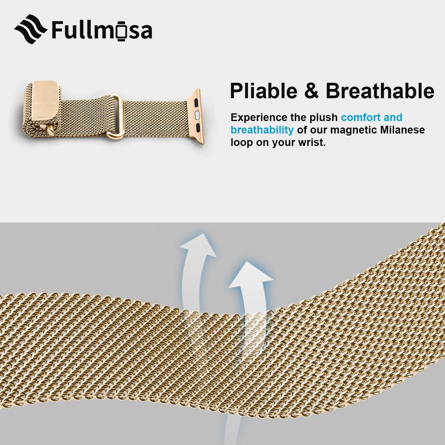 Stainless Steel Milanese Loop Replacement Band for Apple Watch - Compatible with Ultra 2/1 and Series 1-10 for Men and Women
