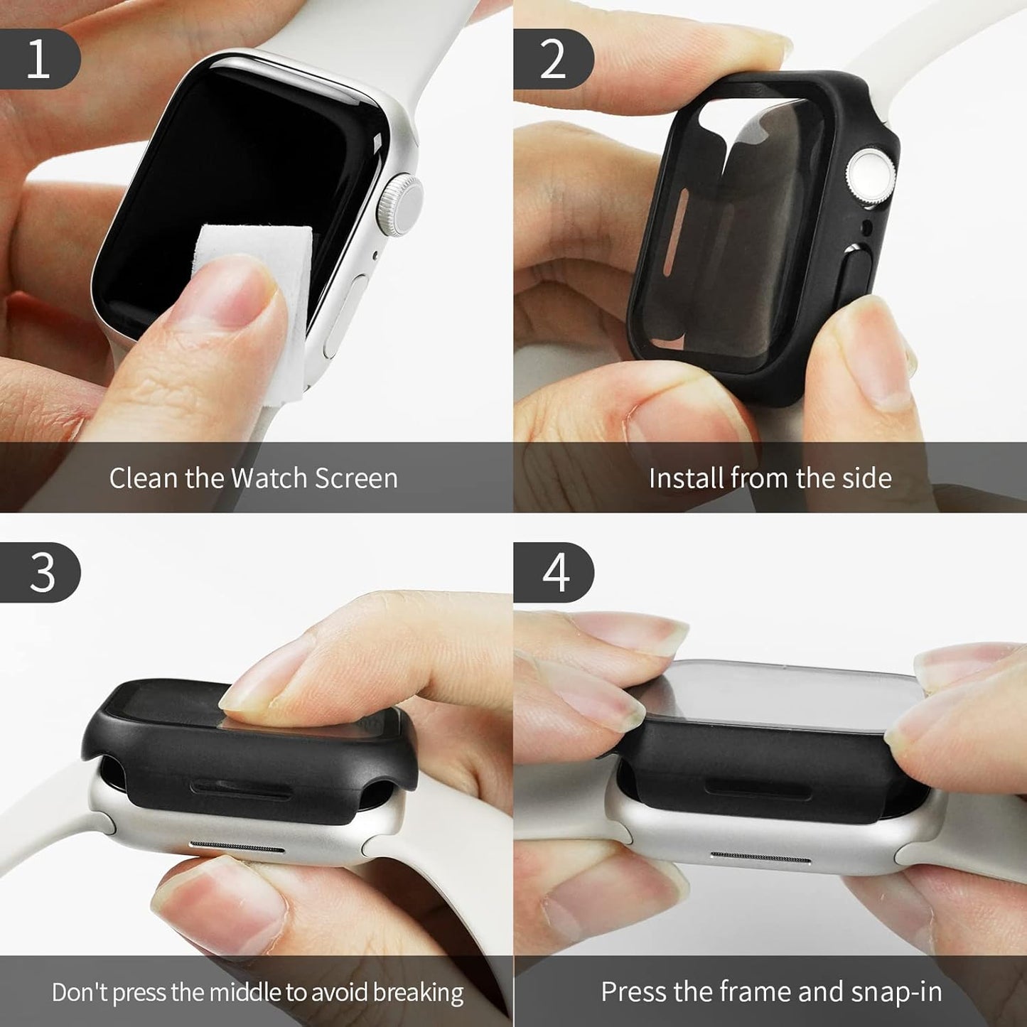 2 Pack Hard PC Case - Tempered Glass Screen Protector Compatible - Apple Watch Series 9/8/7 45Mm, Touch Sensitive, HD Ultra-Thin, Full Protective Cover for Iwatch 9/8/7 45Mm, Clear