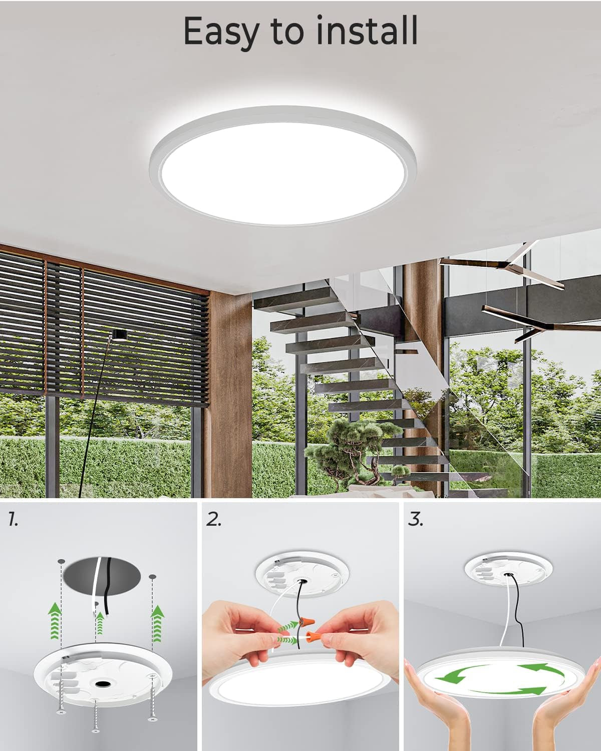 12-Inch LED Flush Mount Ceiling Light Fixture, 28W 3200Lm Adjustable Color Temperature (3000K/4500K/6000K) for Bedroom, Kitchen, and Dining Room (White)