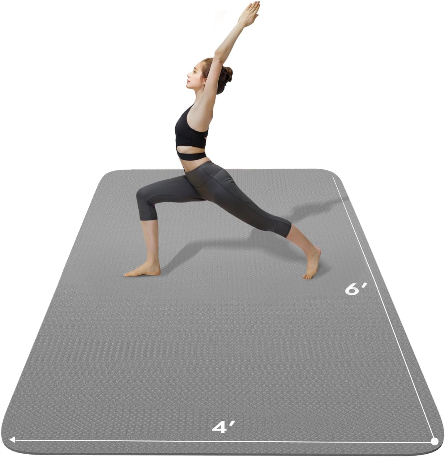 Extra Large Non-Slip Yoga Mat (6' x 4') - Thick TPE Exercise Mat for Yoga, Pilates, and Gym Workouts, Suitable for Men and Women