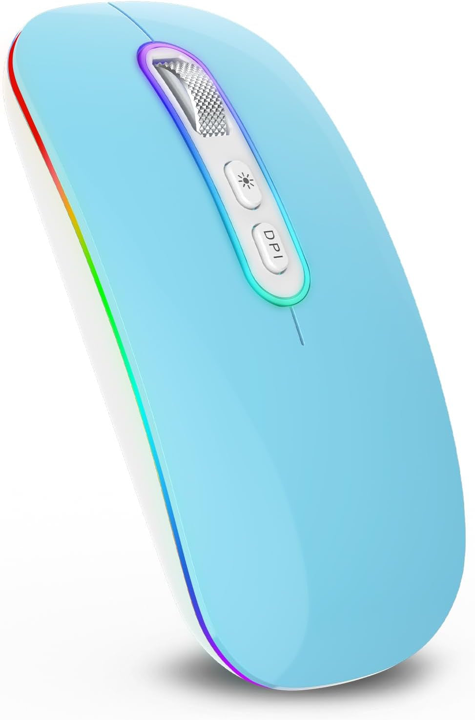 Slim Rechargeable Wireless Bluetooth Mouse with Dual Mode (BT 5.1 + 2.4G) - Portable Silent Cordless Mouse