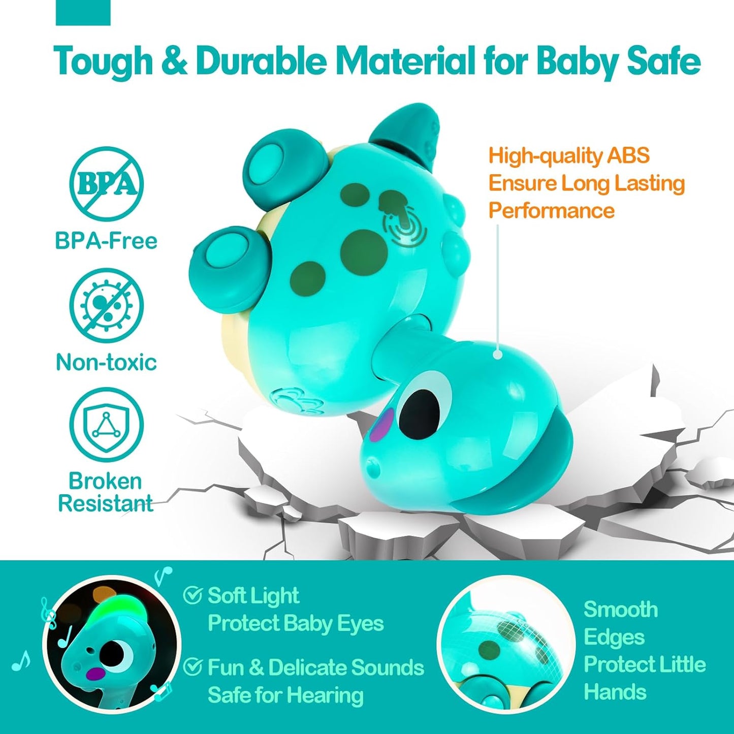 Musical Dinosaur Crawling Toy - Infants 12-18 Months - Engaging Touch - Aged 1-2+