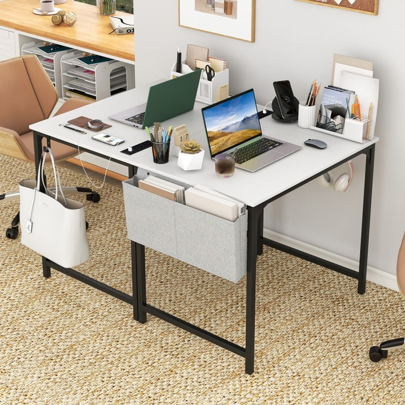 32-Inch Home Office Desk with Integrated Charging Station, Storage Bag, and Headphone Hook