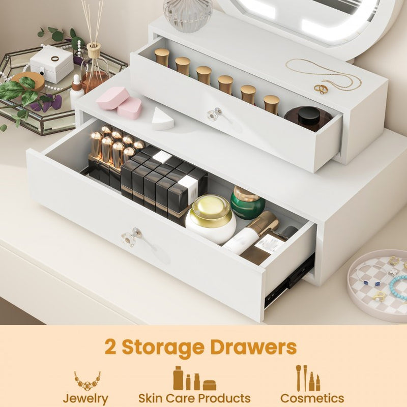 Illuminated Vanity Mirror for Bedroom Tabletop Use