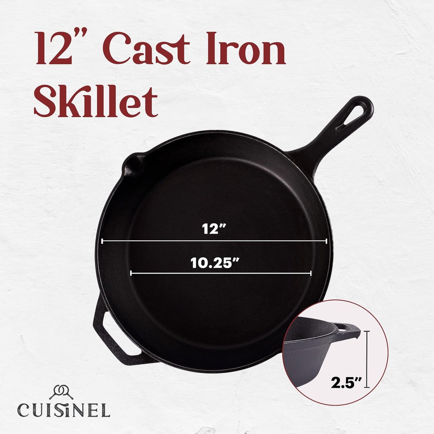 12-Inch Pre-Seasoned Cast Iron Skillet with Glass Lid and Heat-Resistant Handle Cover - Versatile Oven Safe Cookware for Indoor and Outdoor Use, Including Grill, BBQ, Camping, Stovetop, and Induction Cooking