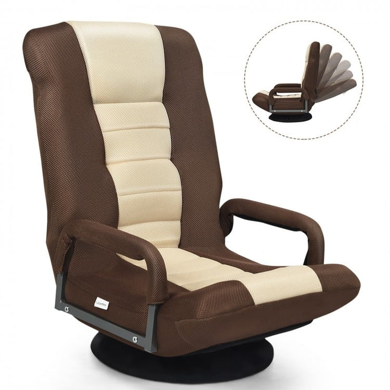 360-Degree Swivel Gaming Floor Chair with Adjustable Backrest and Foldable Design