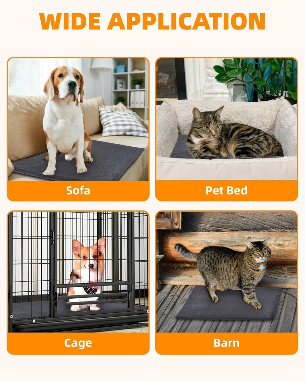 Pet Heating Pad for Dogs and Cats - Adjustable Temperature 30-60°C, 13 Timer Settings, Electric Warming Mat with Chew-Resistant 6Ft Cord, 18”x18” Size