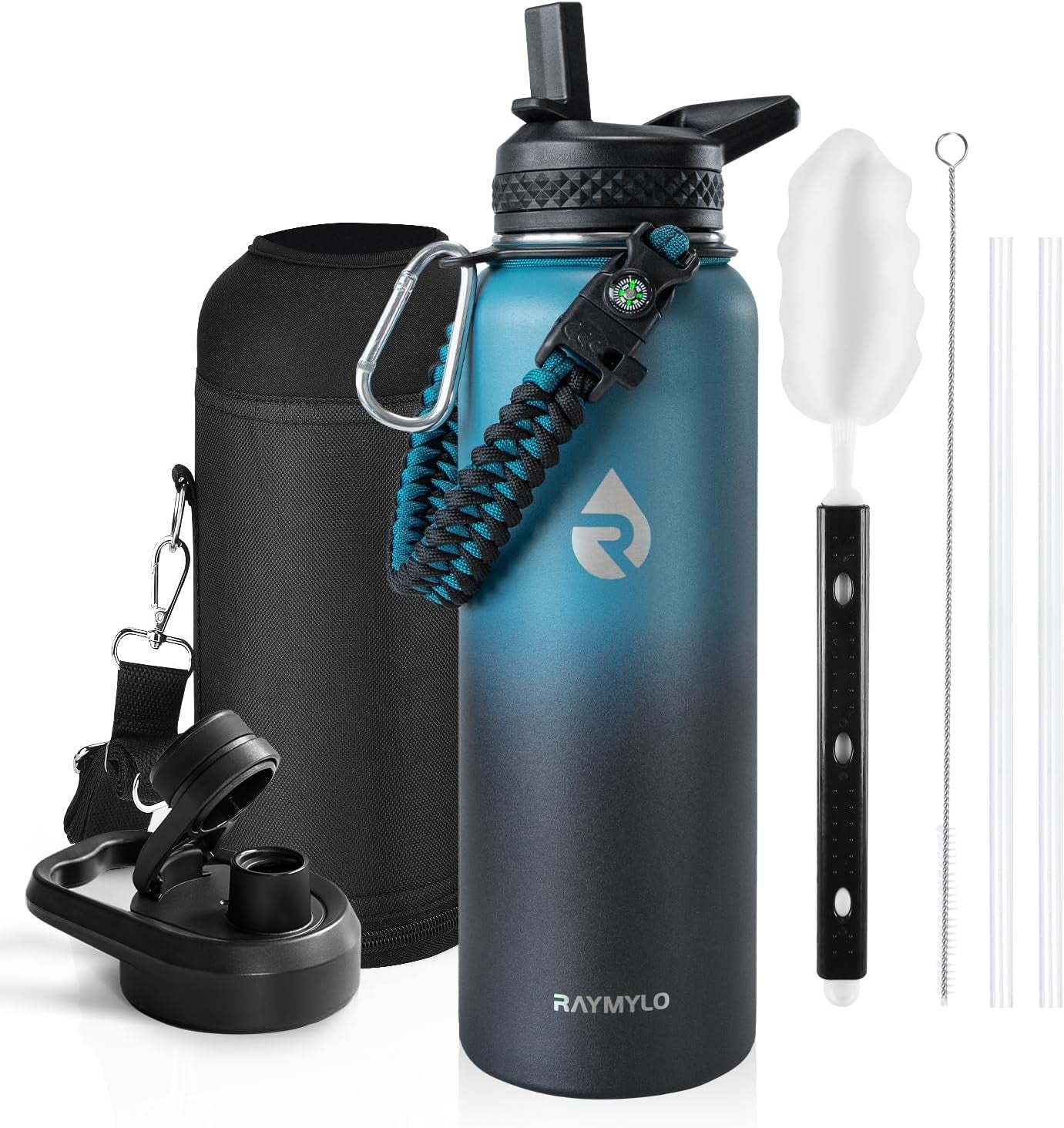 Insulated Water Bottle - Triple Wall Vacuum Stainless Steel, 48-Hour Cold Retention, Leak-Proof, BPA-Free, Paracord Handle