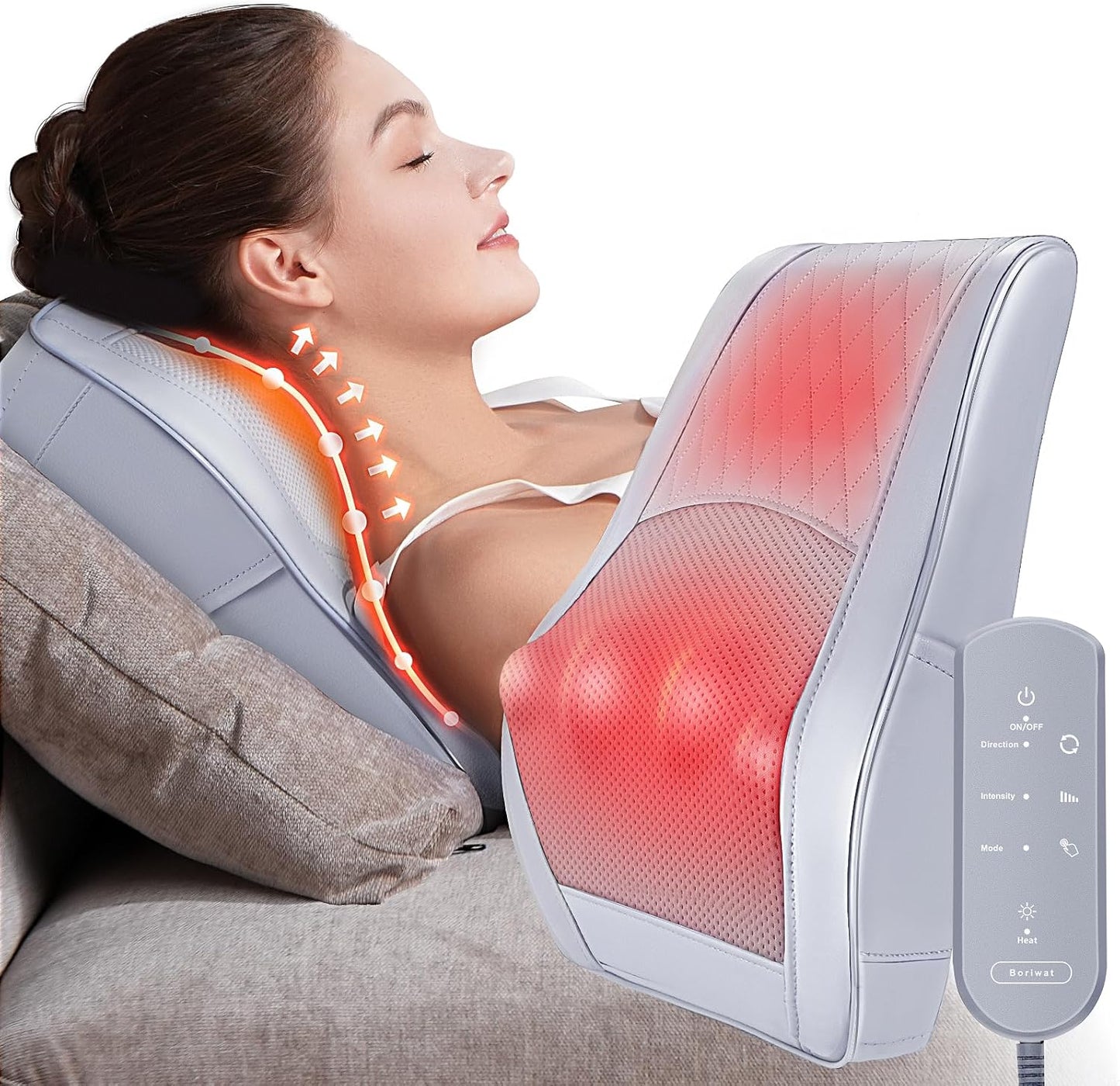 Neck and Back Massager with Heat - Therapeutic Massage Pillow for Pain Relief, Ideal for Home, Office, and Travel