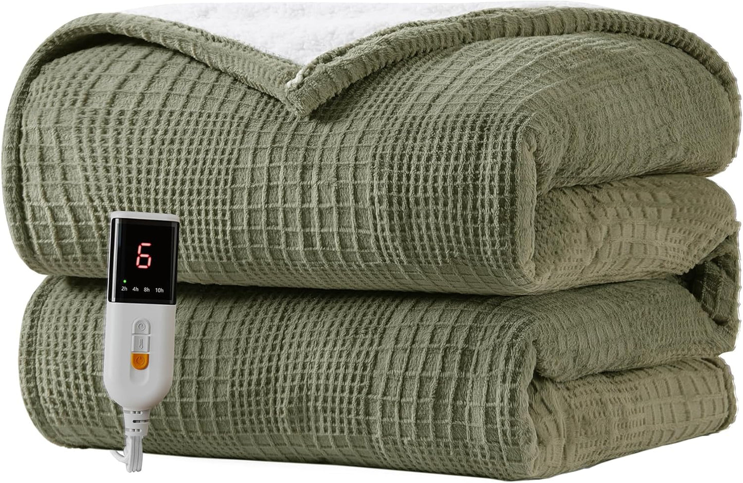 Electric Heated Blanket Throw 50''x60'' - 6 Heat Settings, 2-10 Hour Auto Shut-Off, ETL Certified, Machine Washable (Black)