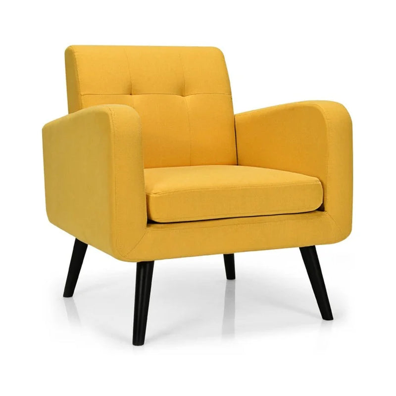 Contemporary Upholstered Accent Chair with Rubberwood Legs