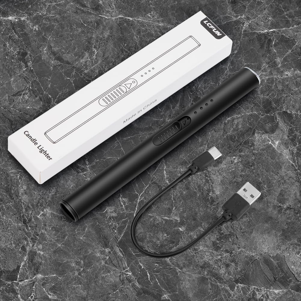 Electric Candle and BBQ Lighter - USB-C Rechargeable Flameless Plasma Arc Lighter, Windproof Electronic Lighter for Candles and Fireworks (Black)