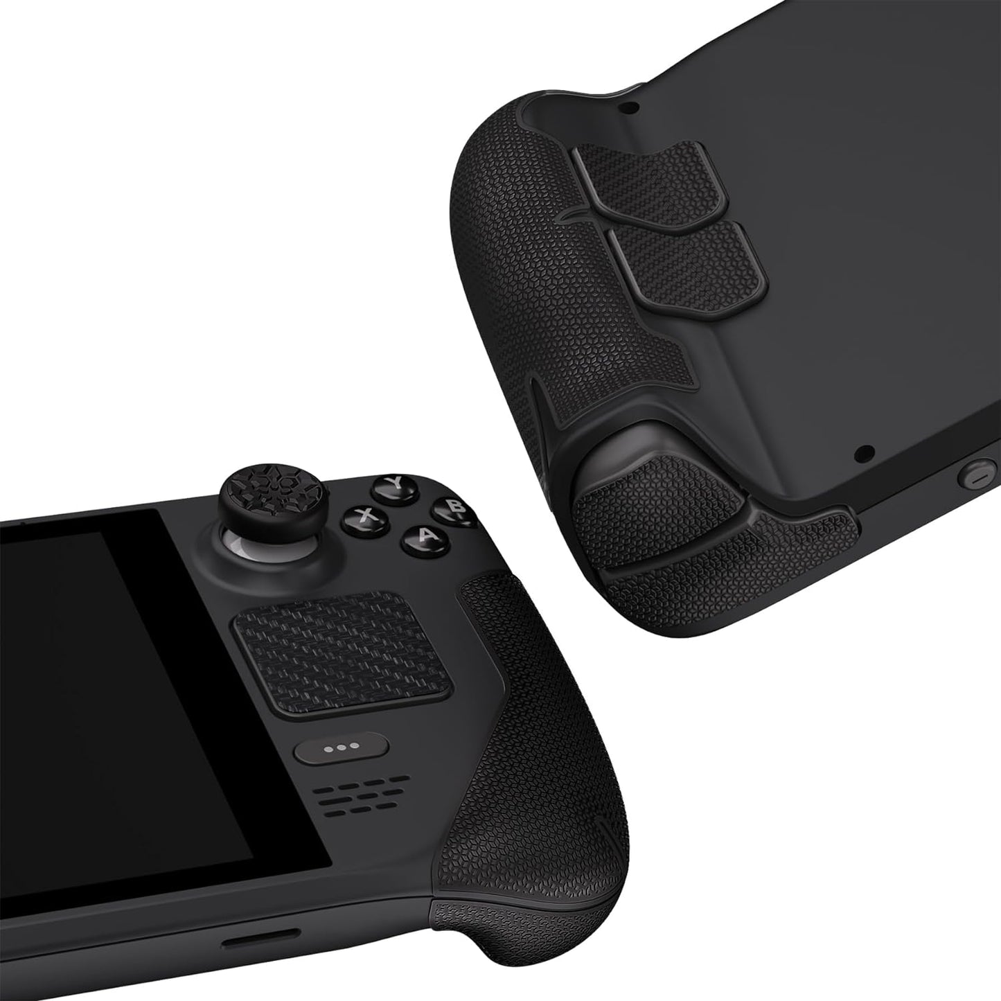 Textured Soft Rubber Handle Grips for Steam Deck LCD & OLED - Honeycomb Black Trackpad Skin Enhancement