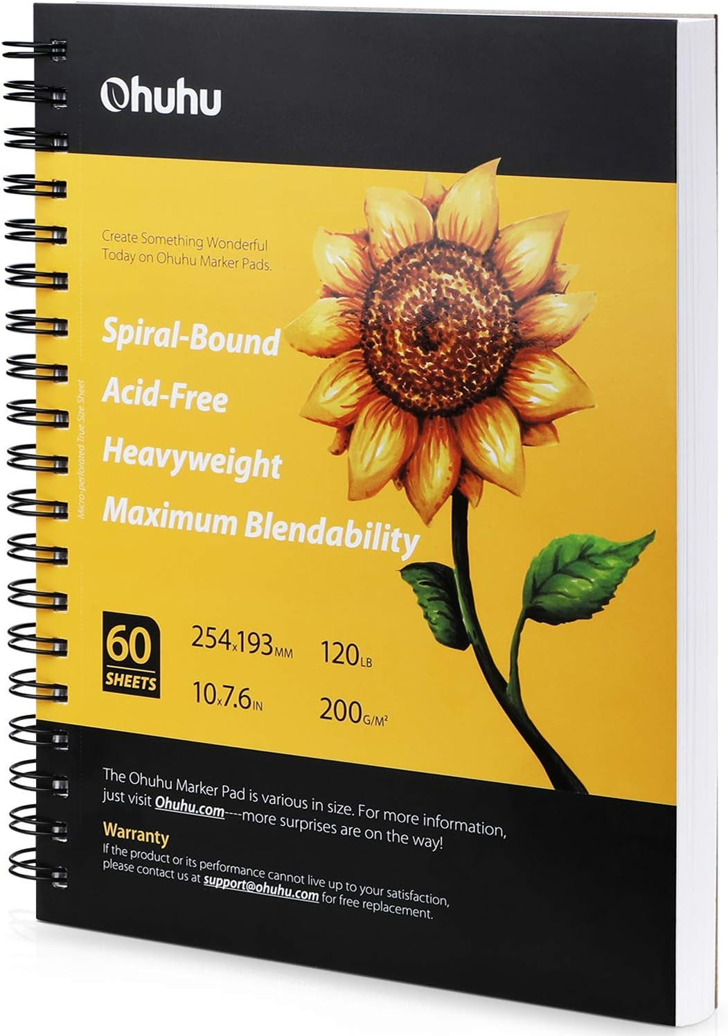 Alcohol Marker Paper Sketchbook - 8.9 x 8.3 Inch, 120 LB/200 GSM, 60 Sheets, Spiral Bound, Ideal for Alcohol Markers