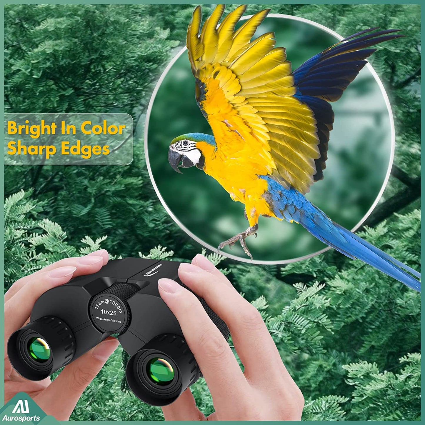 10x25 Compact Binoculars for Adults and Children - High-Definition Viewing with Low Light Vision