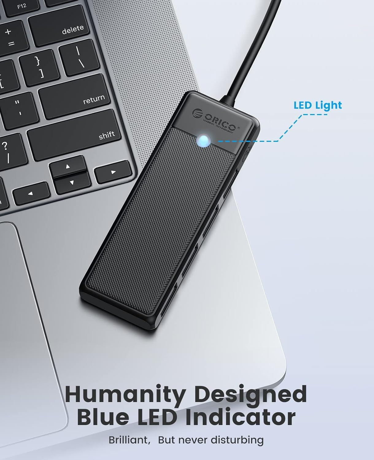 USB 3.0 Ultra Slim 4-Port Hub for Laptops and Devices - , XPS, PS5, PC, Flash Drives, Mobile HDD (Black, 0.5 Ft)