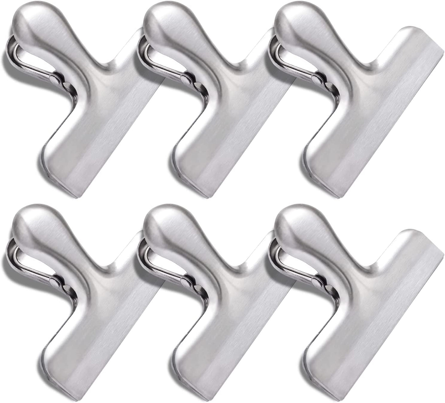 Stainless Steel Heavy-Duty Bag Clips - 6 Pack Food Storage Clips with Air-Tight Seal for Snacks and Chips