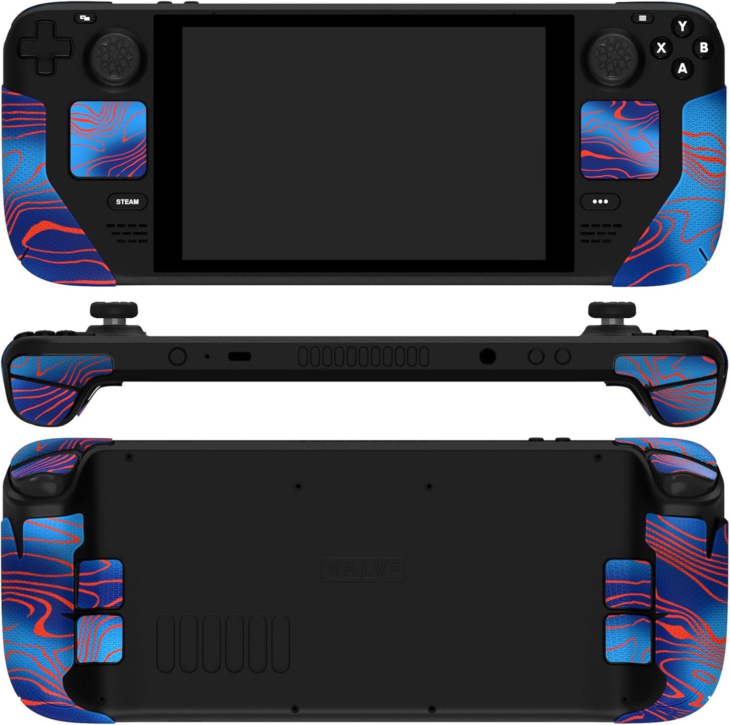 Textured Soft Rubber Handle Grips for Steam Deck LCD & OLED - Honeycomb Black Trackpad Skin Enhancement