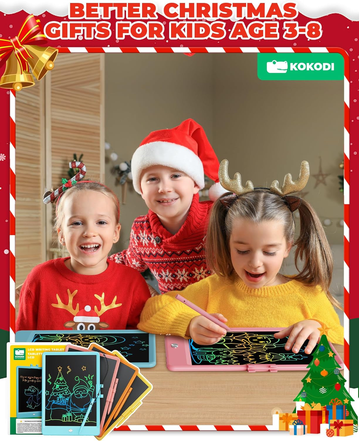 10-Inch LCD Writing Tablet for Kids, Erasable Doodle Board for Ages 3-6, Educational Travel Toy for Boys and Girls