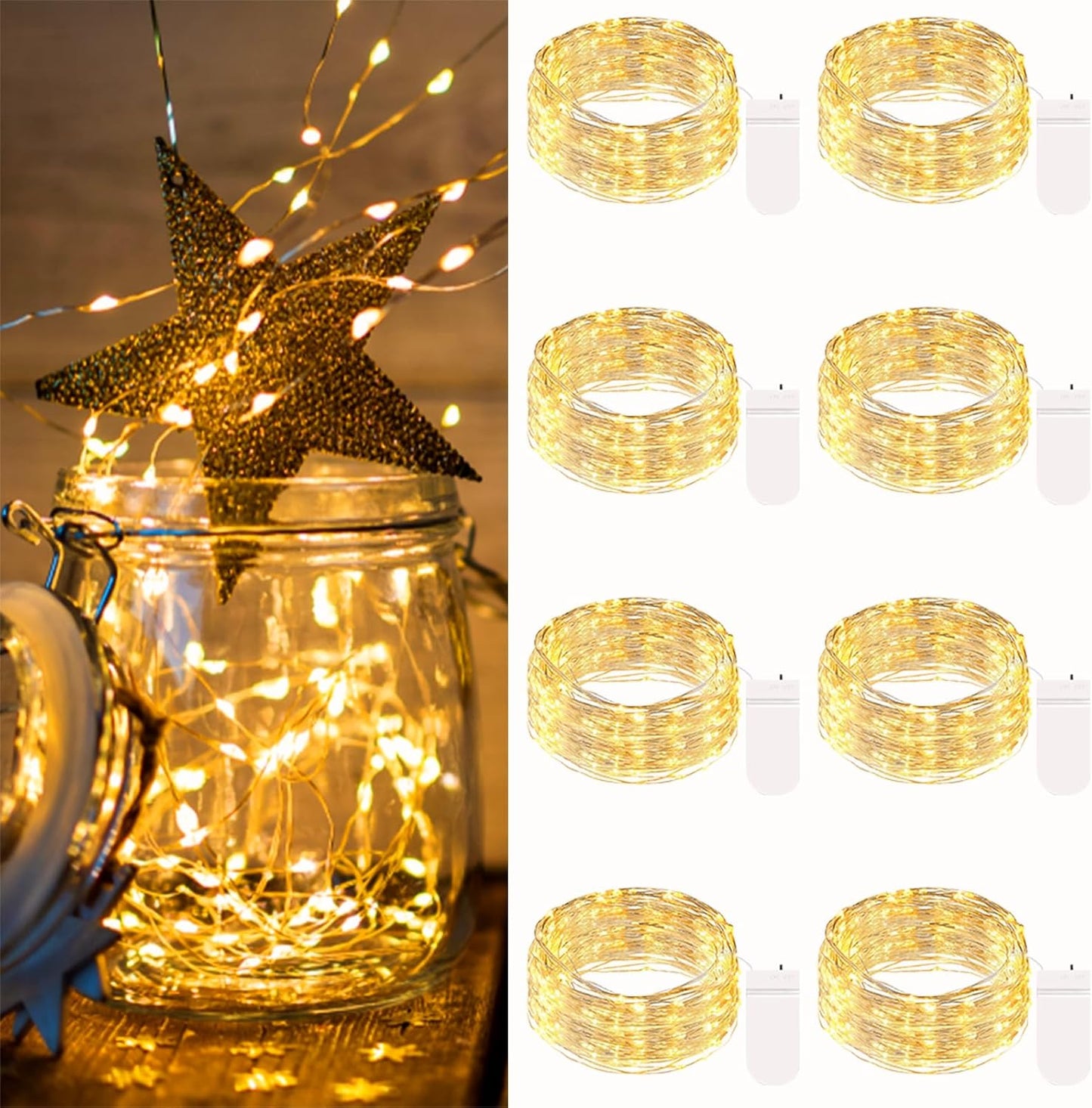 16-Pack Battery-Powered Fairy Lights, 7FT 20LED Mini String Lights, Waterproof Silver Wire Twinkle Lights for Indoor and Outdoor Decor