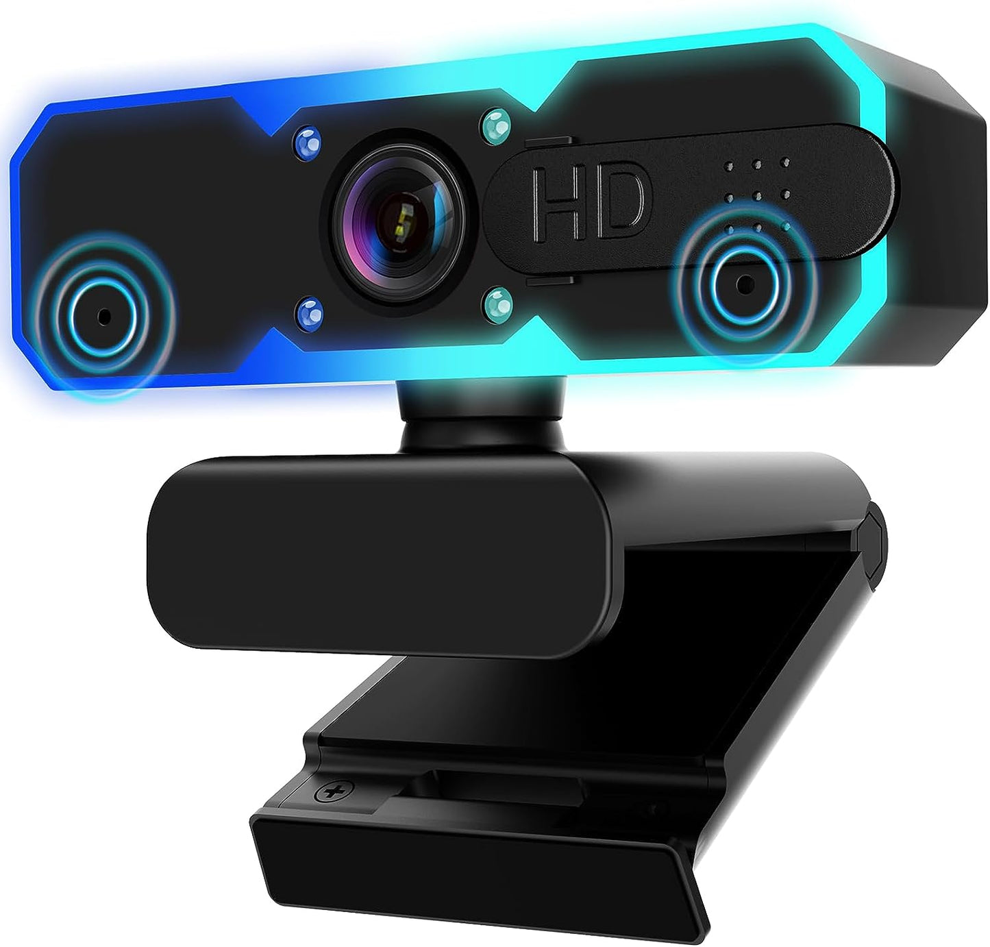 1080P 60FPS Streaming Webcam - Microphone and Fill Light, Autofocus, Compatible with Zoom, YouTube, Windows, Mac, and PC