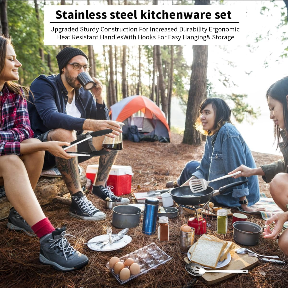 Essential Camping Accessories: Comprehensive Cooking Utensils Set for RVs, Backpacking, and Outdoor Adventures
