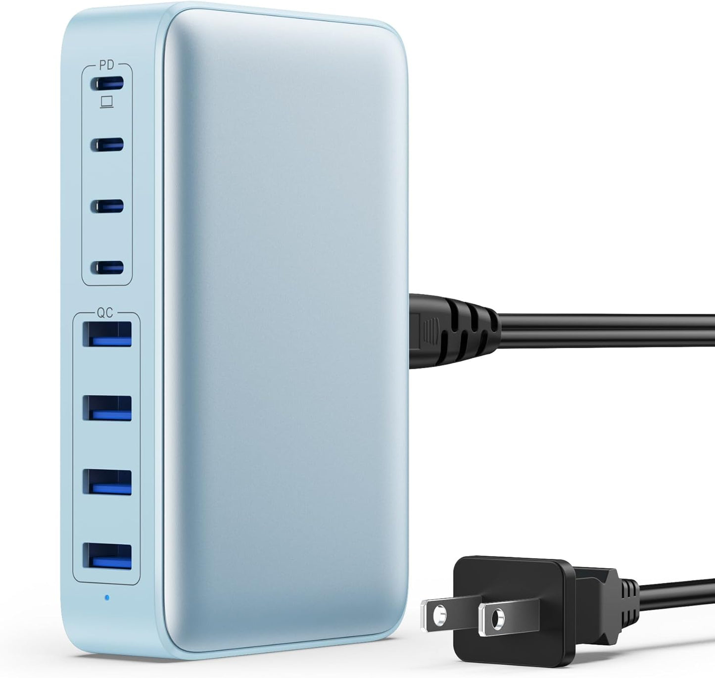200W USB-C Fast Charging Station with 8 Ports, GaN III Technology, 65W Laptop Charger Adapter - Black