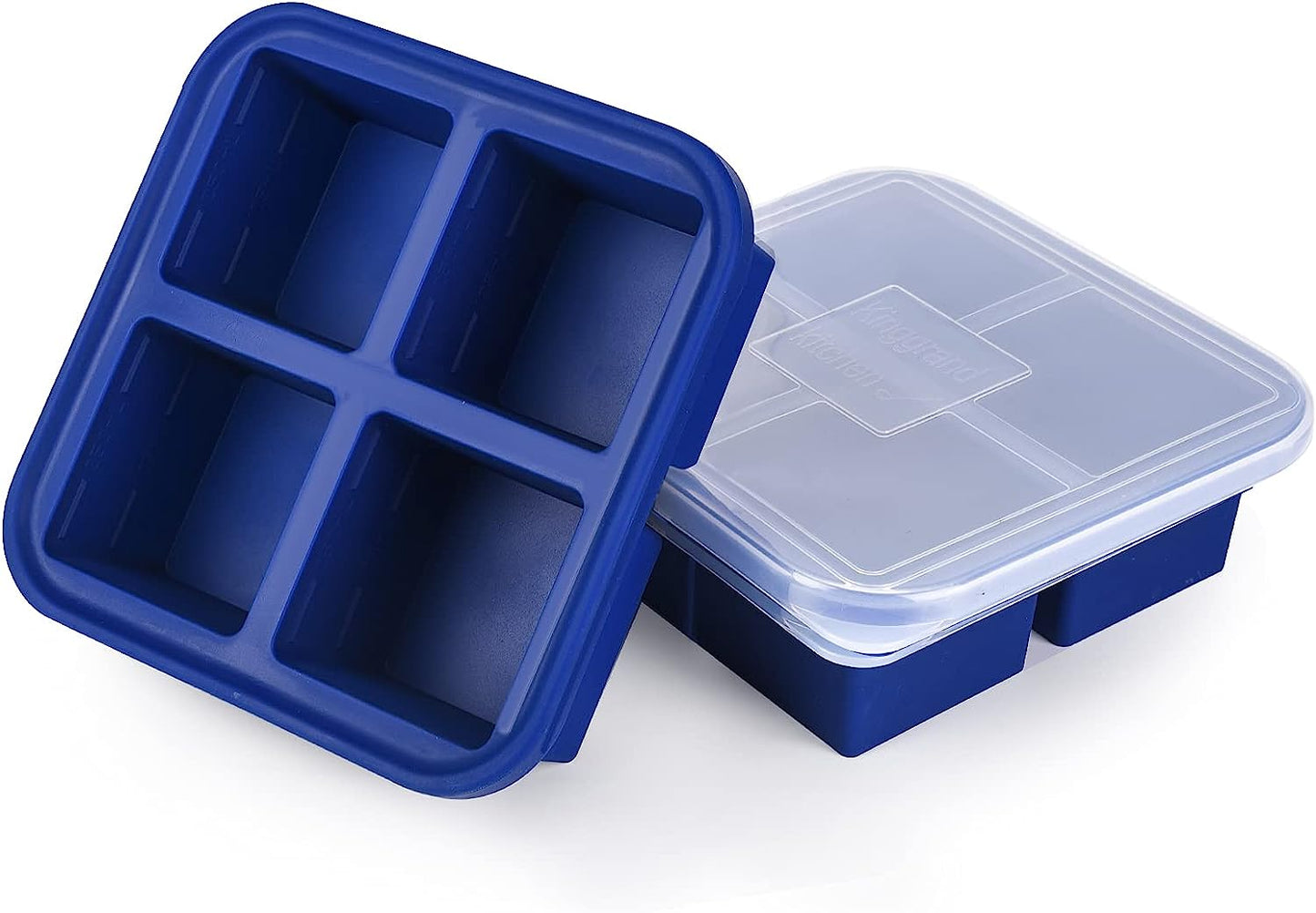Silicone Freezer Tray with Lids,1-Cup Portion Molds for Easy Food Storage, 2 Sets