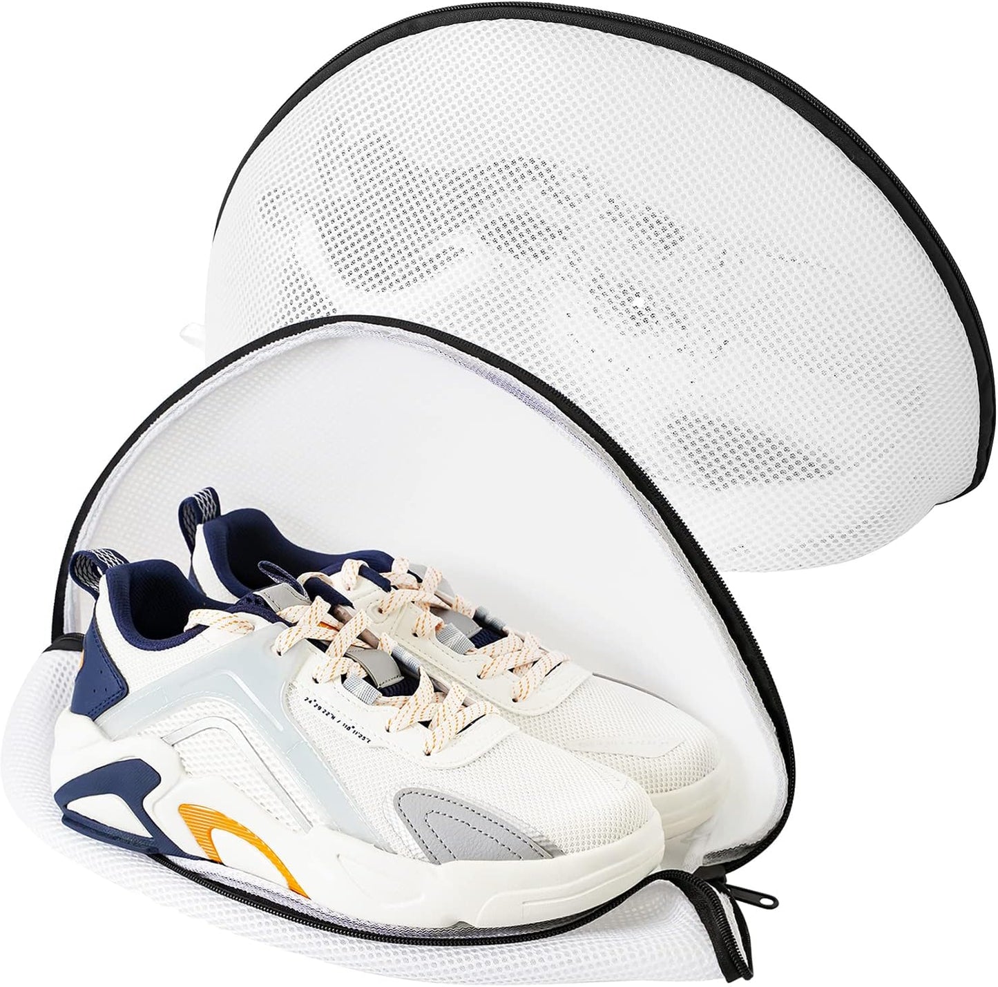 Laundry Mesh Bag for Shoes and Sneakers - Durable Zippered Wash Net for Travel - Set of 2