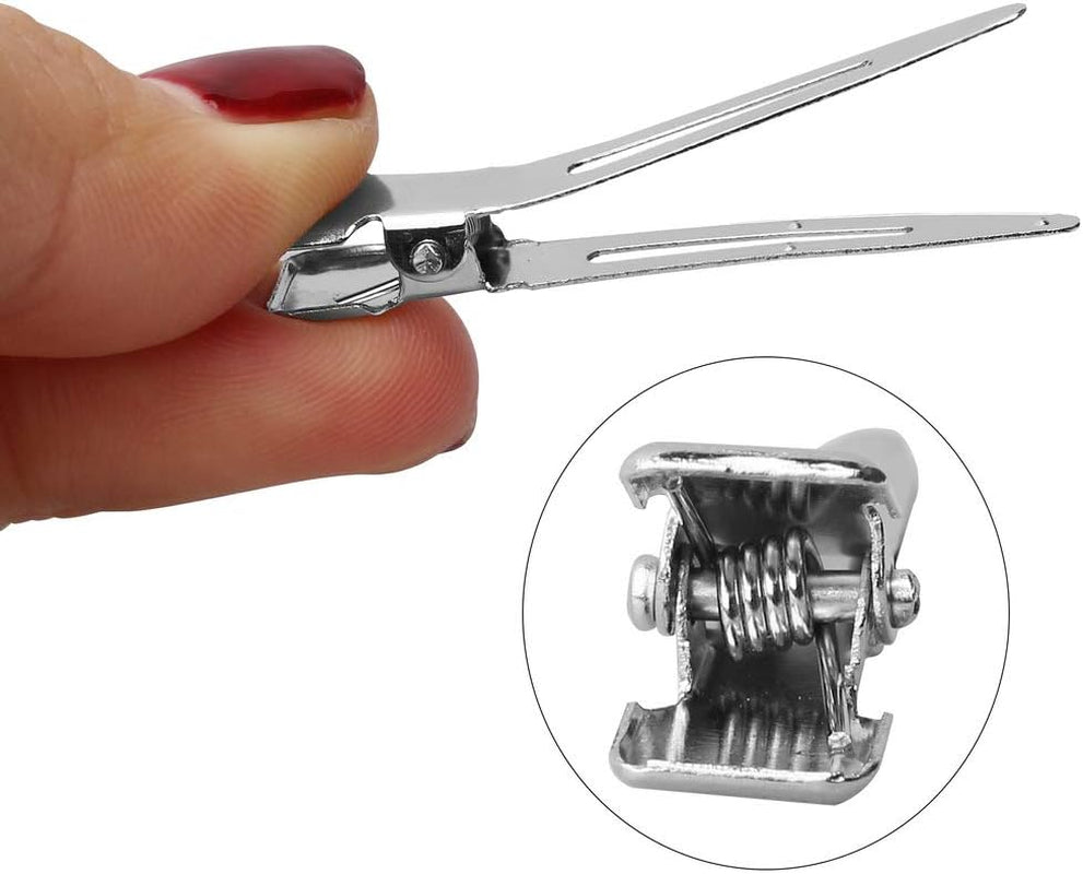 50-Piece Set of 1.75-Inch Silver Metal Curl Clips - Single Prong Duck Bill Sectioning Alligator Hair Pins for Curls