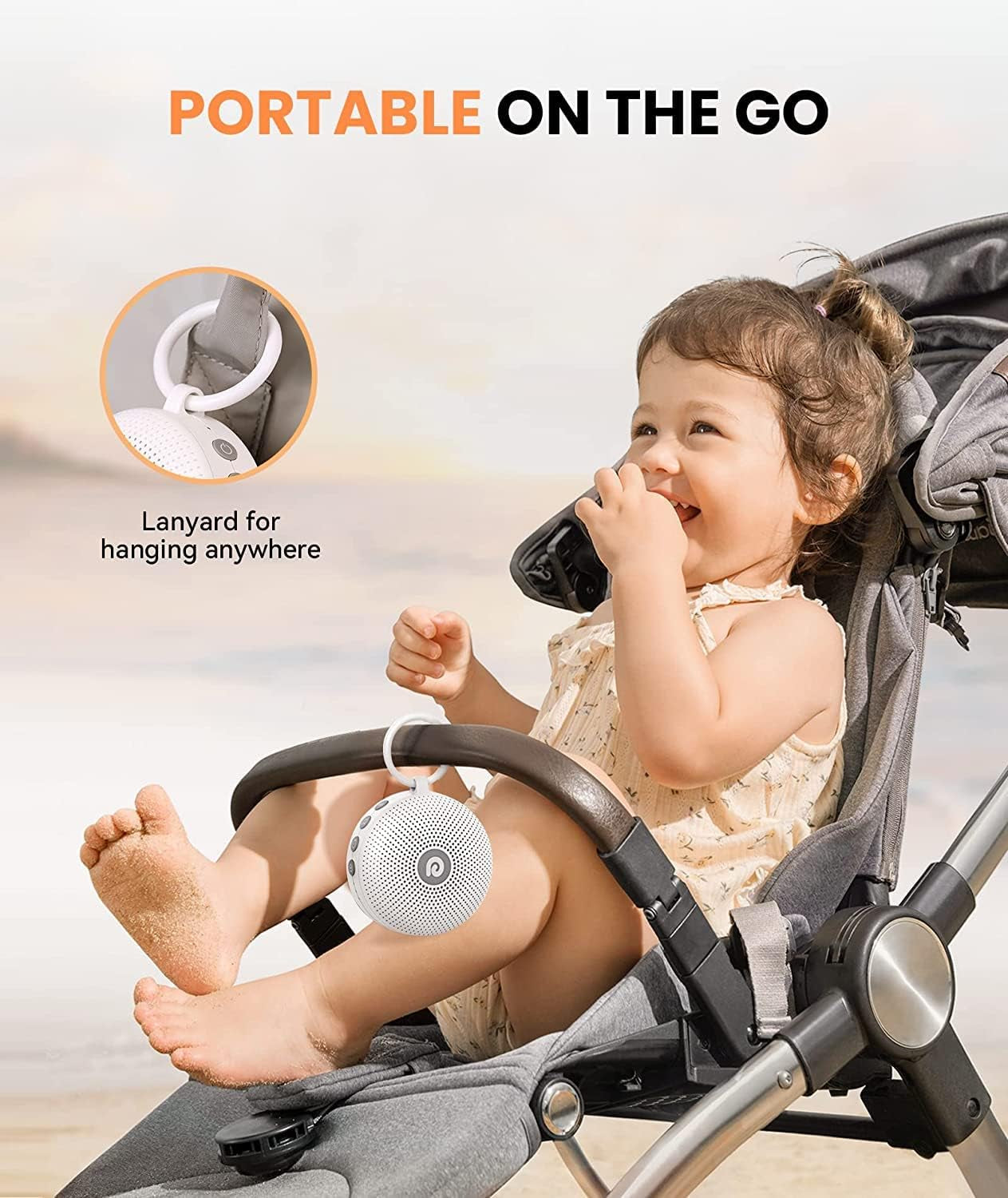 Portable White Noise Machine - Rechargeable Sound Therapy Device, Featuring 21 Soothing Sounds- Long-lasting Battery