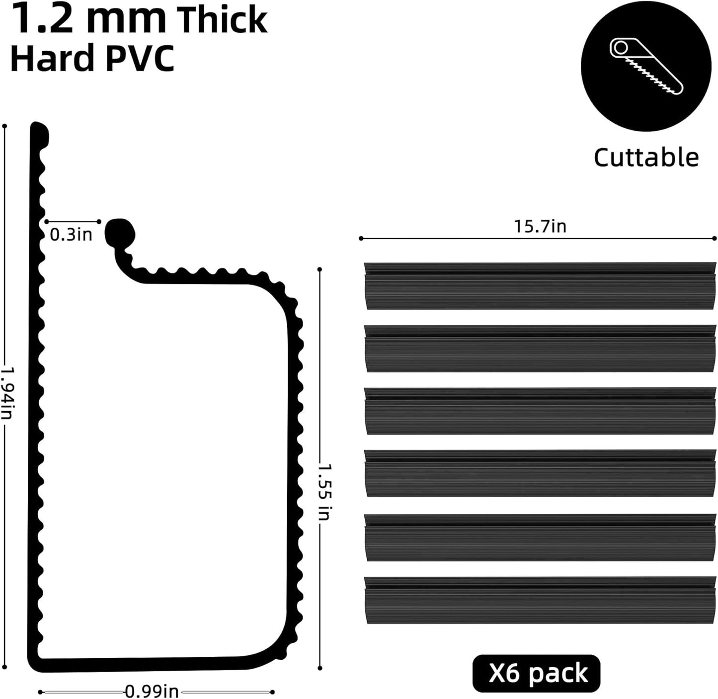 94In Cable Management under Desk - 6X 15.7In Desk Cord Cable Organizer - J Channel Cable Raceway - Computer Wire Management - No Screw No Drill Desk Cable Tray for Office Home - Black