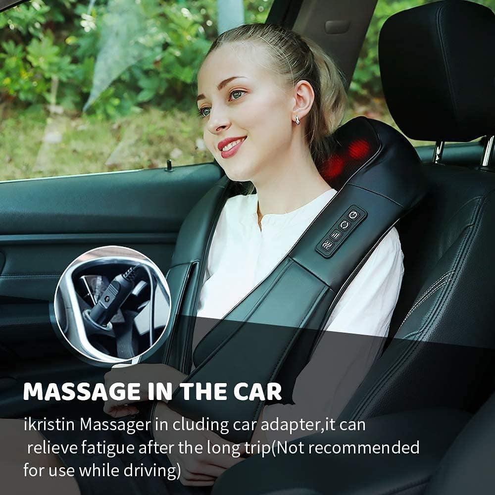 Neck and Shoulder Massager with Heat - Electric Deep Tissue 4D Kneading Massage for Home, Office, and Car
