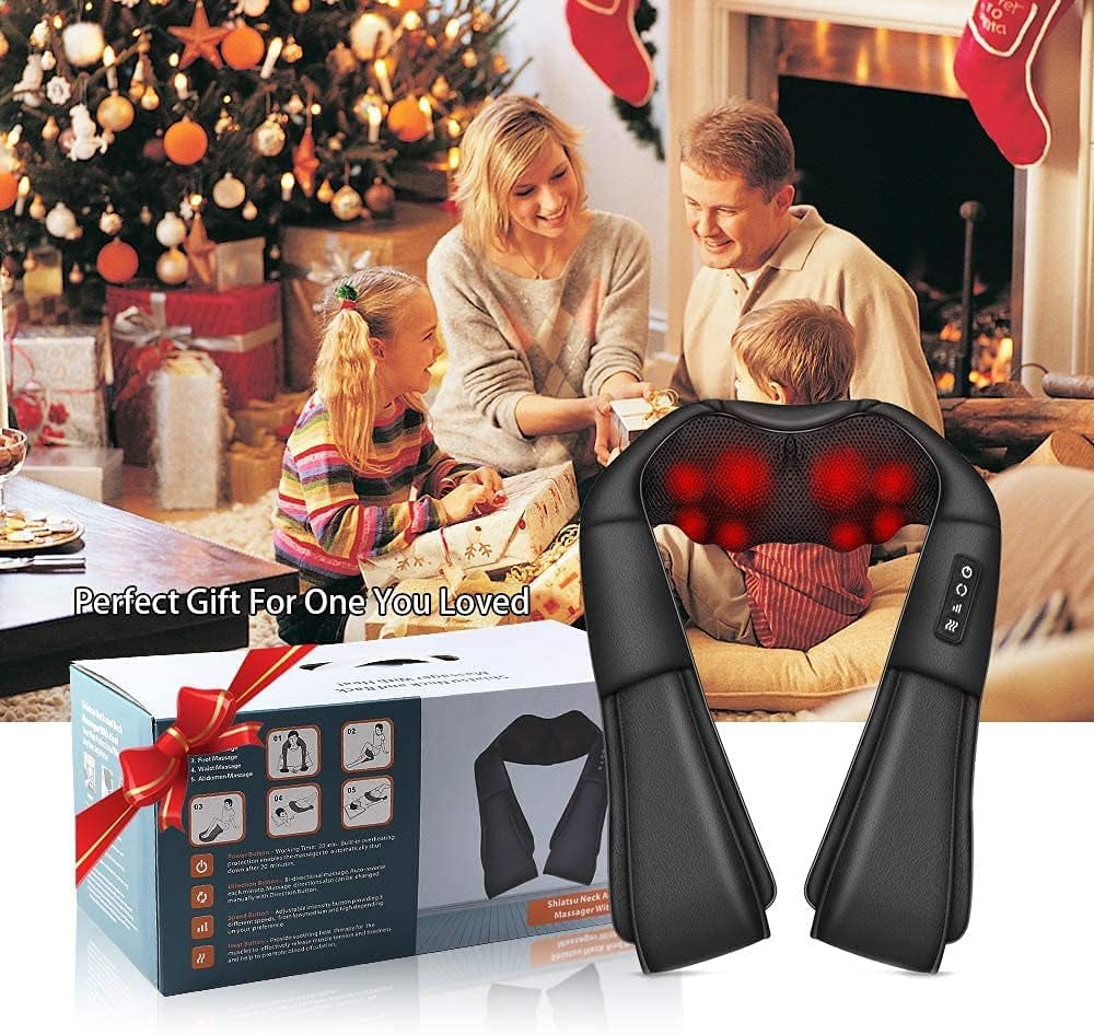 Neck and Shoulder Massager with Heat - Electric Deep Tissue 4D Kneading Massage for Home, Office, and Car