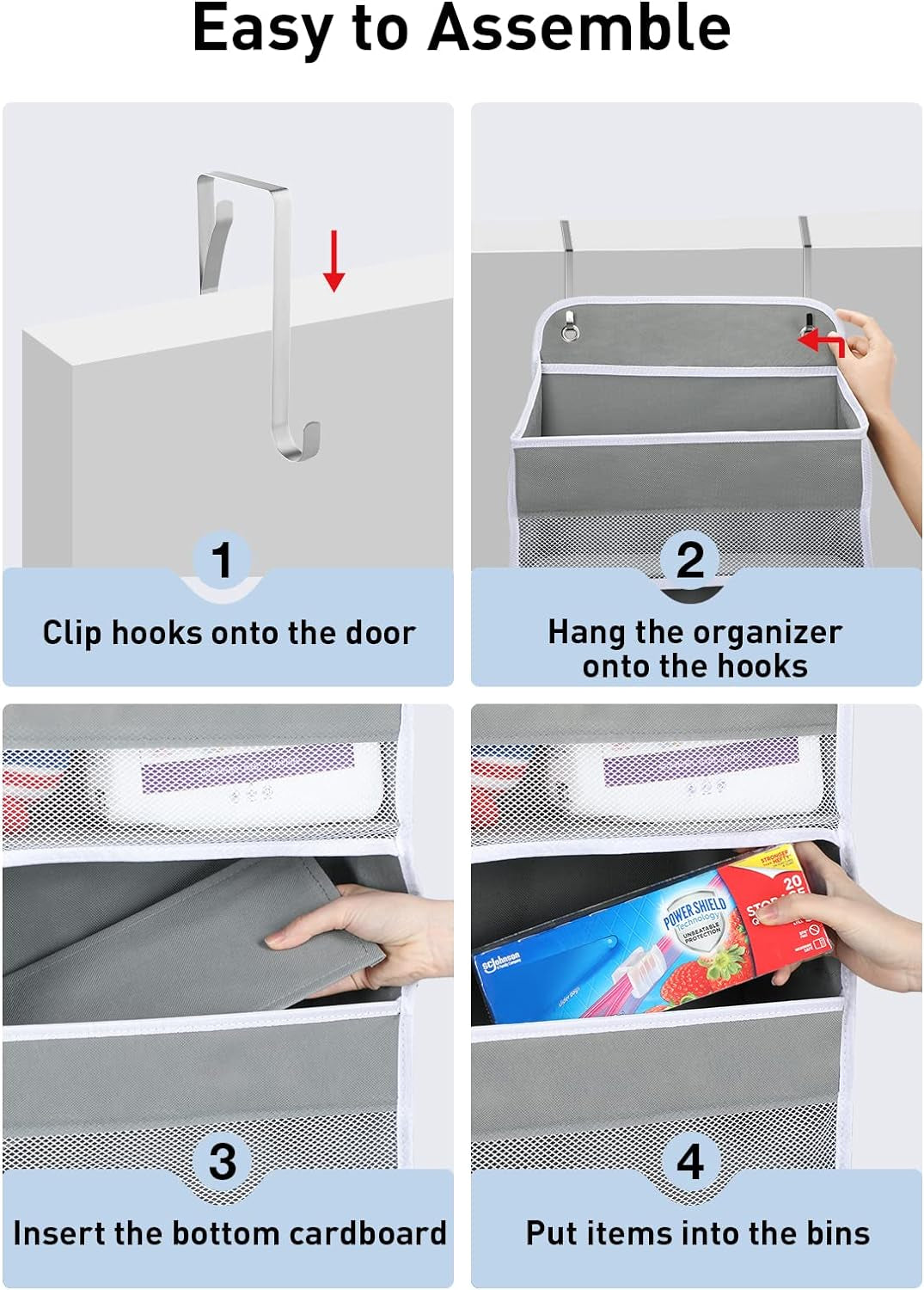 Over-the-Door Organizer for Nursery: Heavy-Duty Diaper Storage with 4 Large Pockets and 6 Mesh Pockets, Supports Up to 35.2 lbs