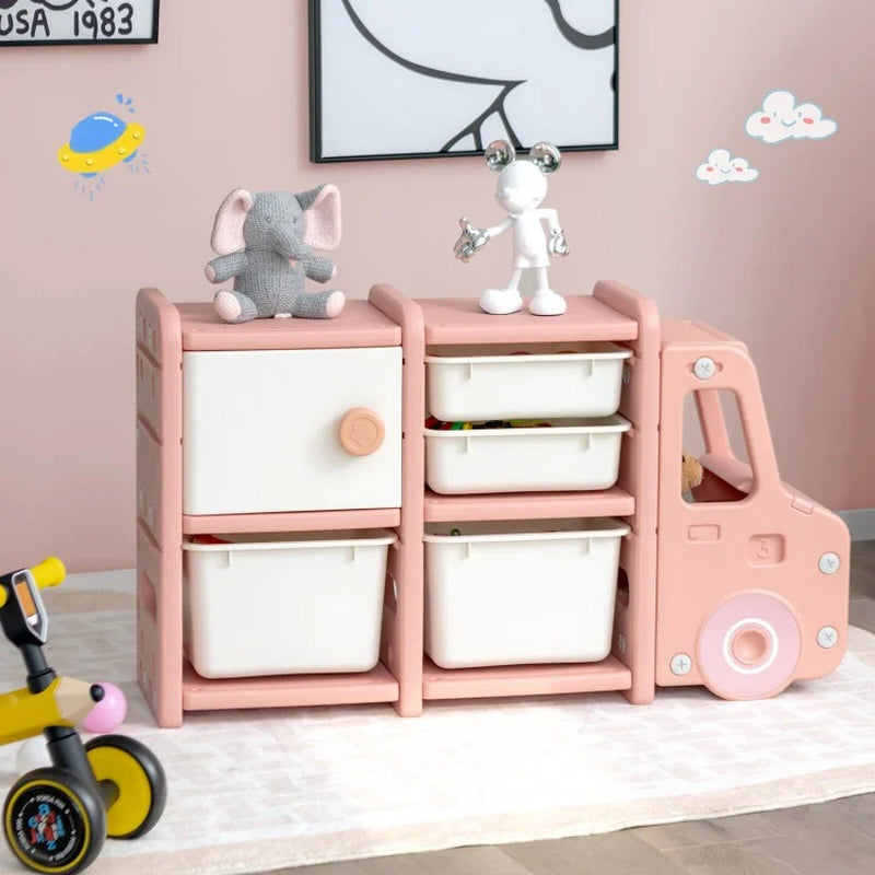 Toddler Truck Storage Organizer Featuring Plastic Bins