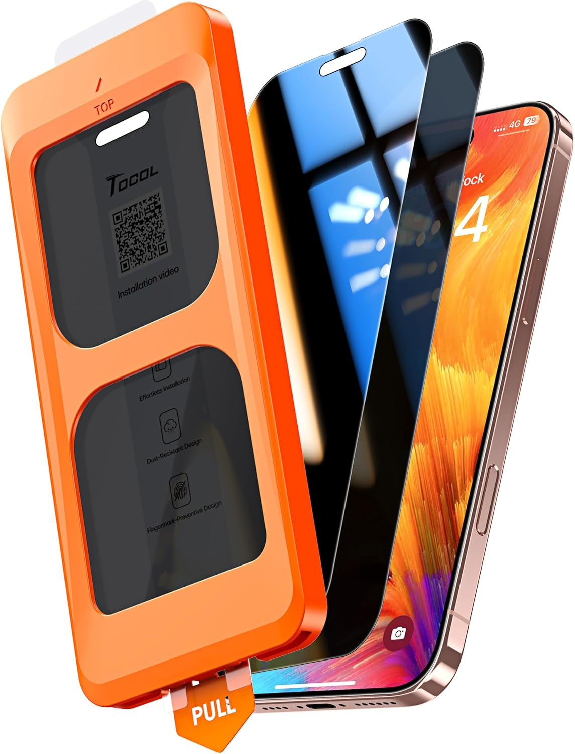 2-Pack Tempered Glass Screen Protector for iPhone 15 Pro - Instant Installation, Auto-Dust Removal, HD Clarity, Unbreakable 9H+ Hardness
