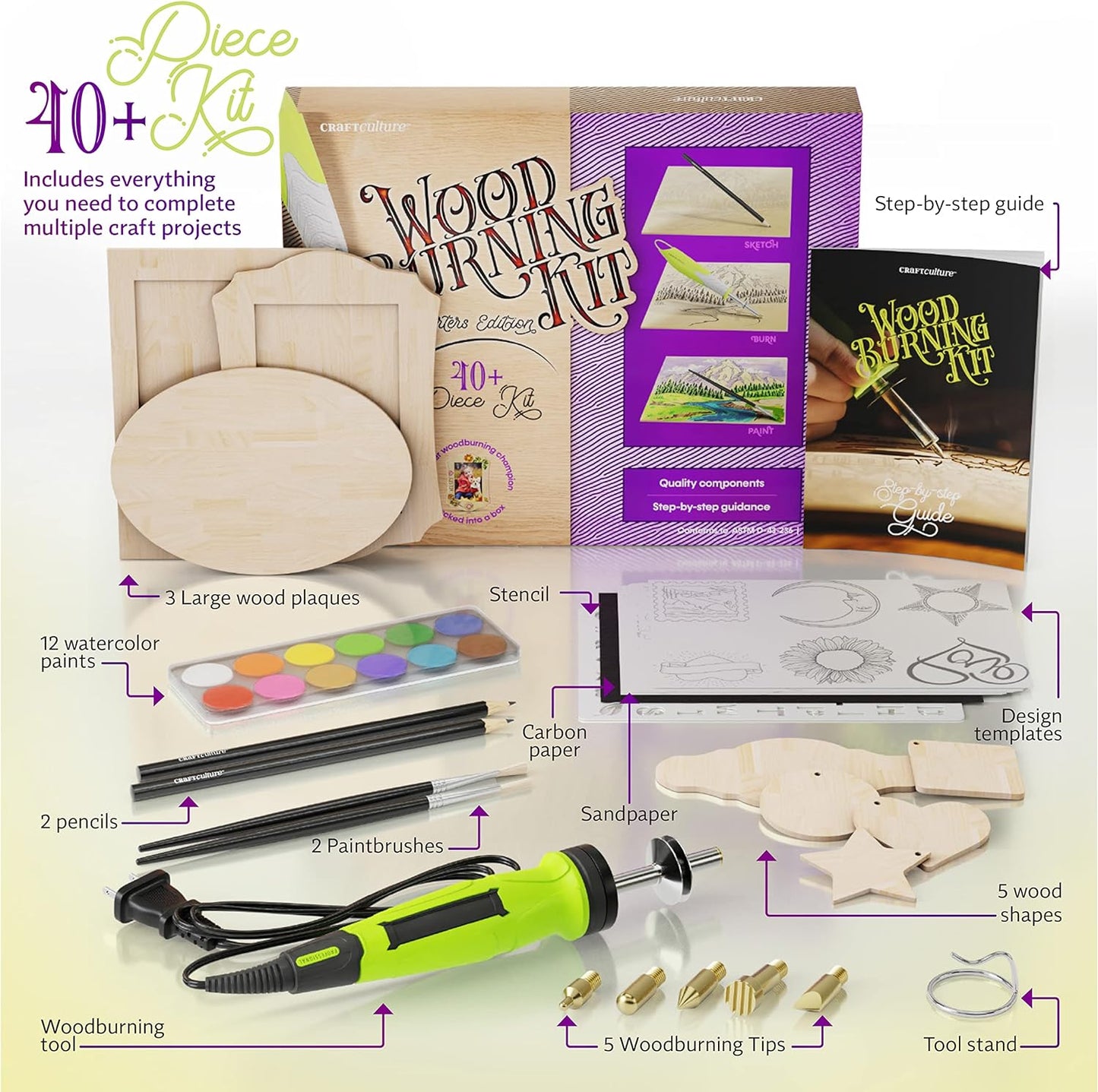Beginners Wood Burning Kit for Kids and Teenage Boys & Girls - Cool Gifts for Boy or Girl Craft Projects. Best Gift Idea for Older Children. Teen Woodburning DIY Hobby Kits. Art Crafts Activities Toys