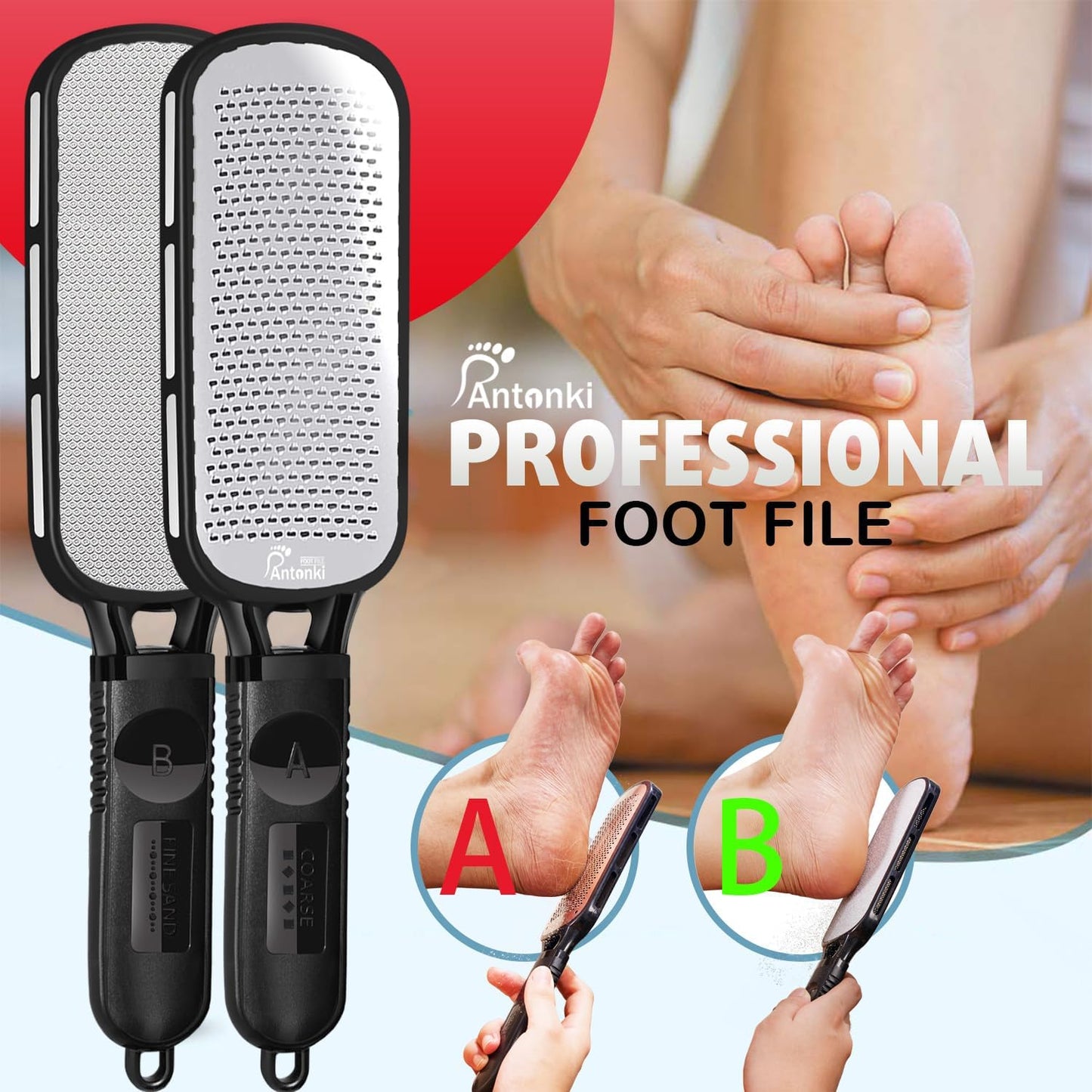 Foot File and Callus Remover - Stainless Steel Pedicure Tool for Dead Skin and Cracked Heels