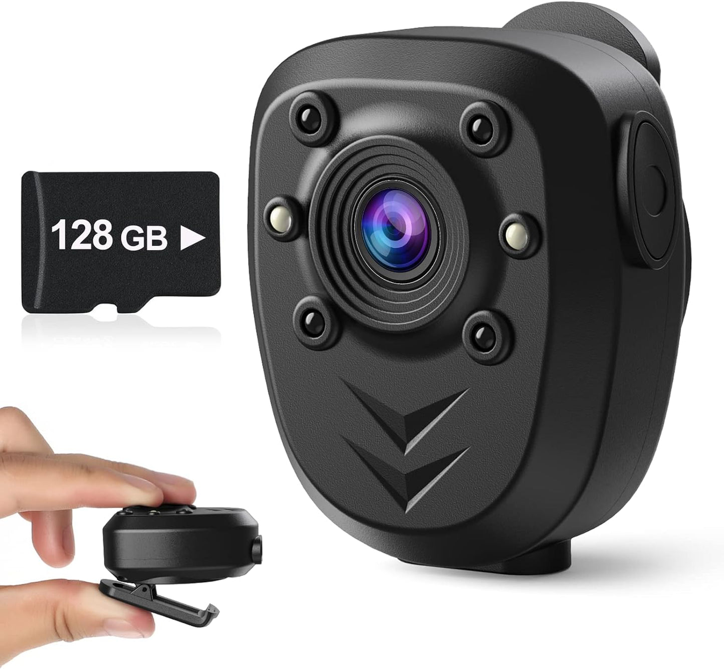 Compact HD 1080P Body Camera with 128GB Built-In Memory, Night Vision IR, Loop Recording, and 4-6 Hour Battery Life for Law Enforcement and Security Applications