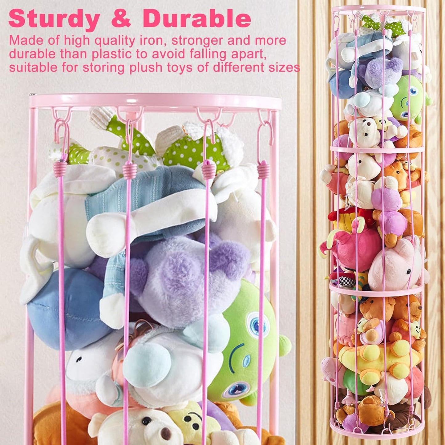Metal Zoo Storage Holder for Stuffed Animals - Easy Installation, Durable Soft Toy Organizer Shelves Baskets Decor