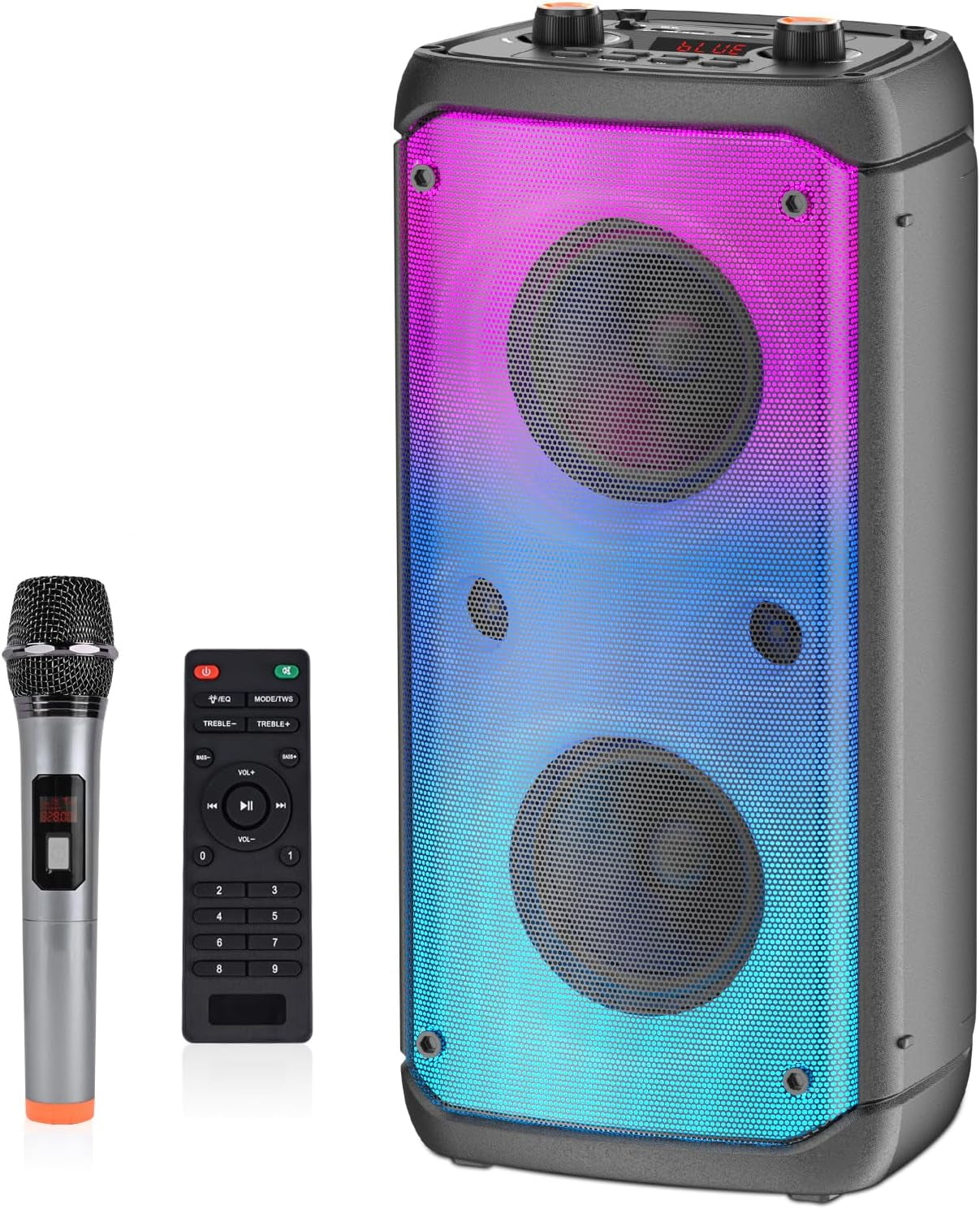 80W Peak Wireless Bluetooth Speaker - Subwoofer, TWS Portable Outdoor Party Speaker, Deep Bass, LED Lights, Loud Stereo Sound, Mic