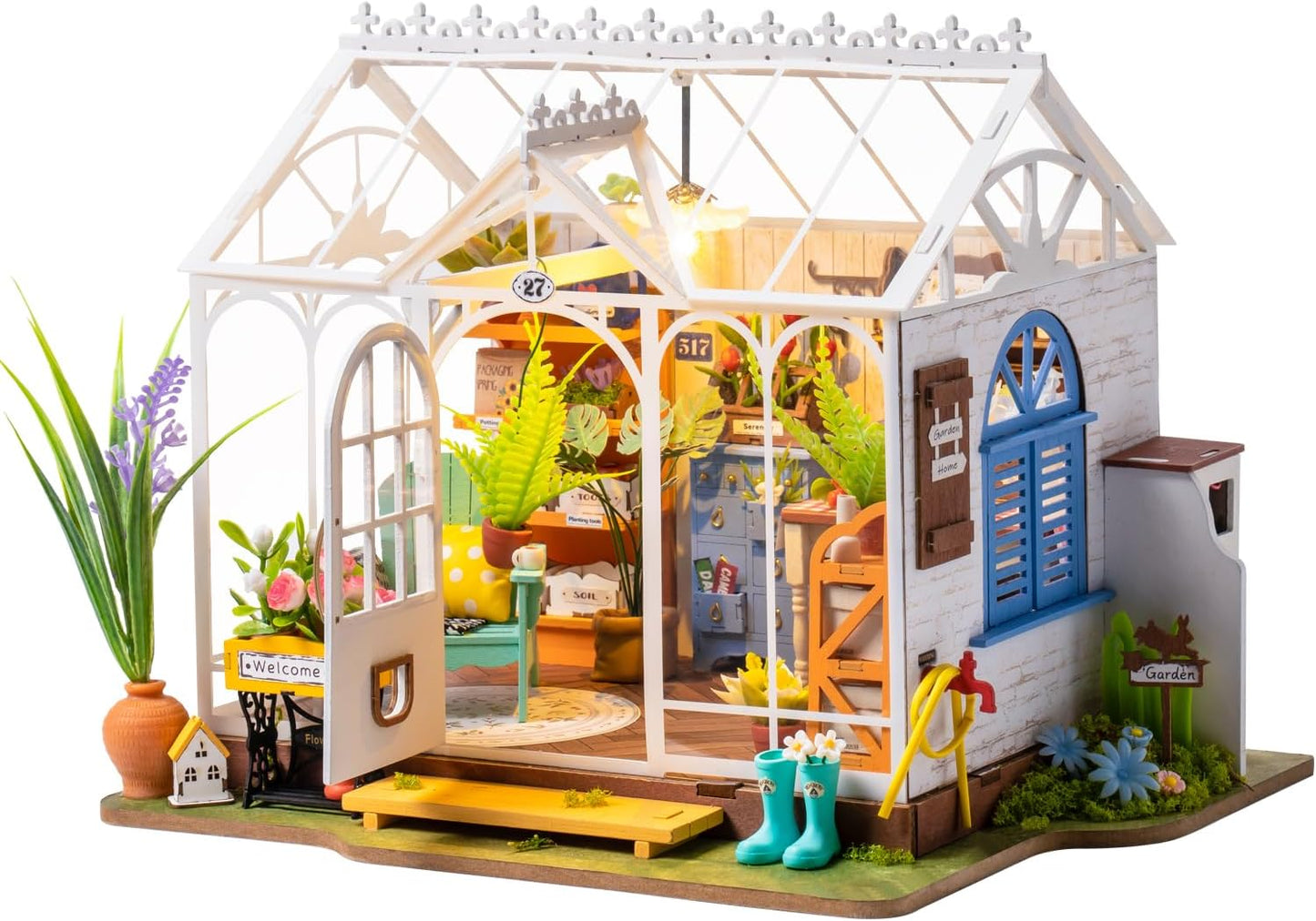 Miniature House Kit, DIY Dollhouse Kit Crafts for Adults, 1:24 Scale Model House Kit for Adults to Build, Best Gift for Her - Cathy'S Flower House