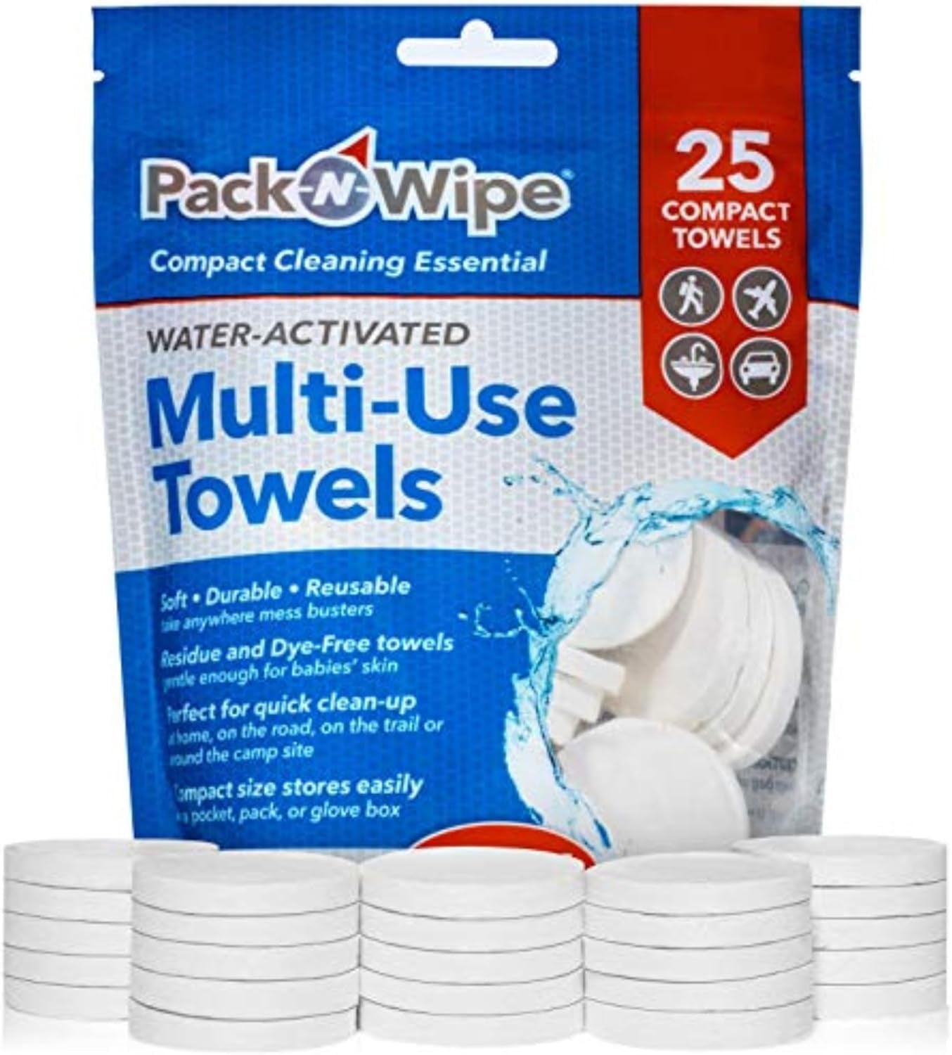 Disposable Compressed Towel Tablets - Absorbent, Durable & Reusable - Cleaning Cloths, Camping Towels, Soft, Eco-Friendly